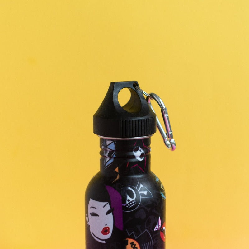 Quirky Black Design Metal Bottle Bottles June Trading   