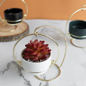 Ceramic Vase With A Swinging Gold Metal Stand Vases June Trading   