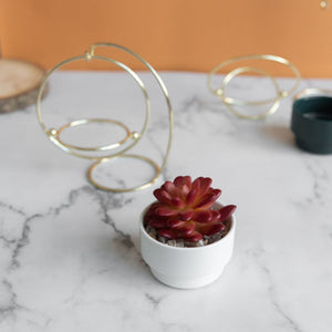 Ceramic Vase With A Swinging Gold Metal Stand Vases June Trading Ivory White  
