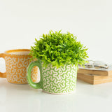 Mug Shaped Planter - Hand Painted Resin Pot Planters June Trading Light Green  