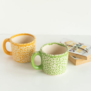 Mug Shaped Planter - Hand Painted Resin Pot Planters June Trading Butter Yellow  
