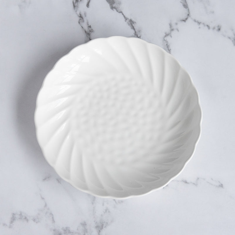 Waves Textured Dinner Plate Starter Plates June Trading Ivory White  