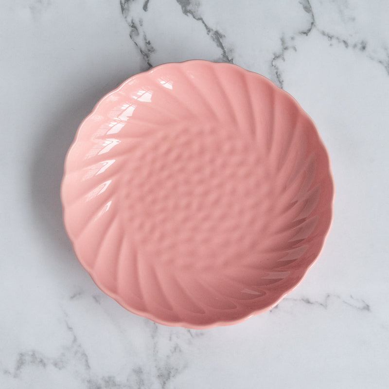 Waves Textured Dinner Plate Starter Plates June Trading Carnation Pink  