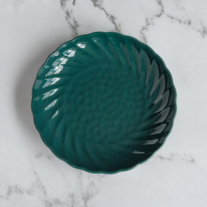 Waves Textured Dinner Plate Starter Plates June Trading Olive Green  