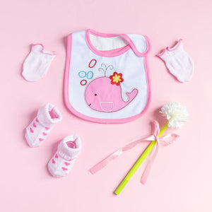 Baby Whale - Bib Gift Set Baby Gift Set June Trading Candy Pink  