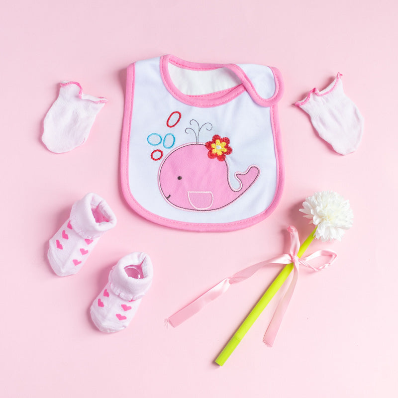 Baby Whale - Bib Gift Set Baby Gift Set June Trading Candy Pink  