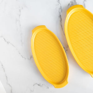 Oval Ceramic Serving Plate Serving Platters June Trading Small Yellow 