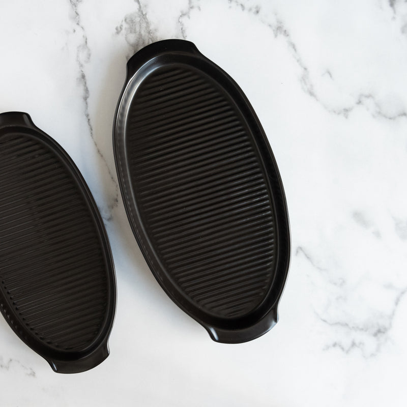 Oval Ceramic Serving Plate Serving Platters June Trading Big Black 