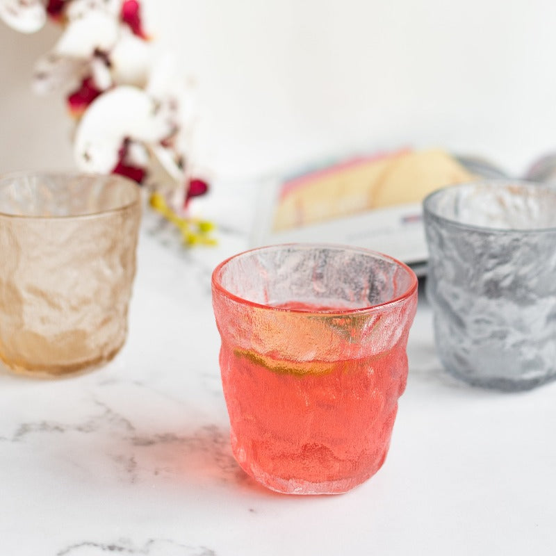 Frosted Glacier Glass (Set of 4) Glasses June Trading Red  