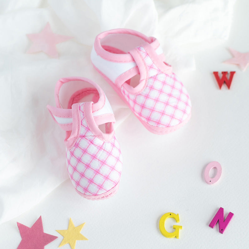 Pink Checks Print Baby Soft Feel Shoes Baby Shoes June Trading   