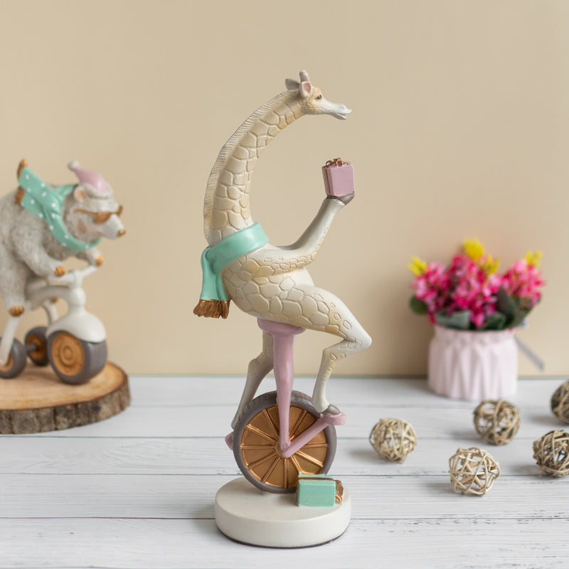 Giraffe On Unicycle Figurine Artifacts June Trading   