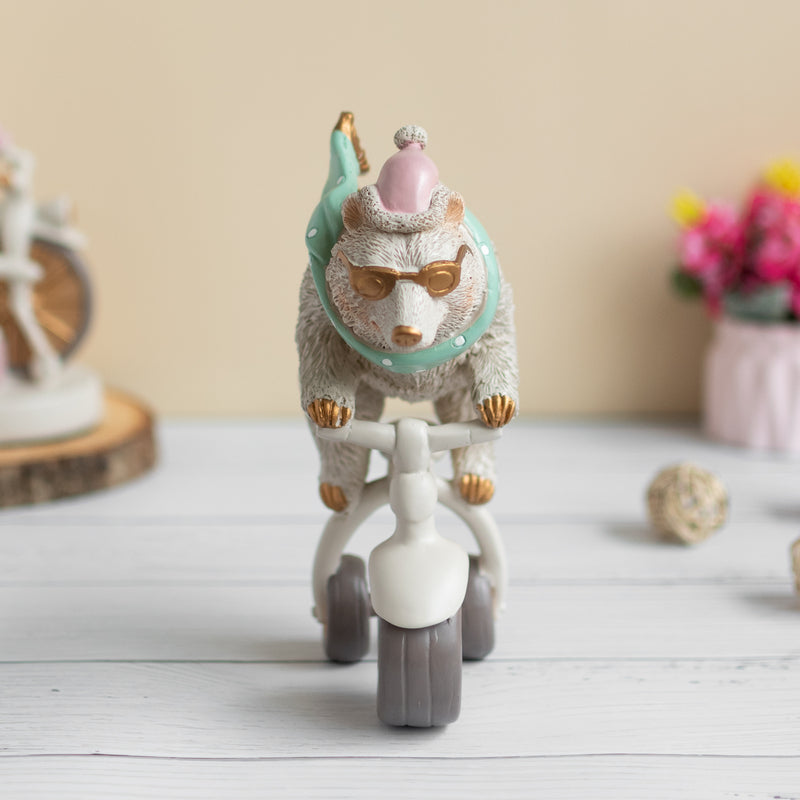Polar Bear Ridding Bike Figurine Artifacts June Trading   