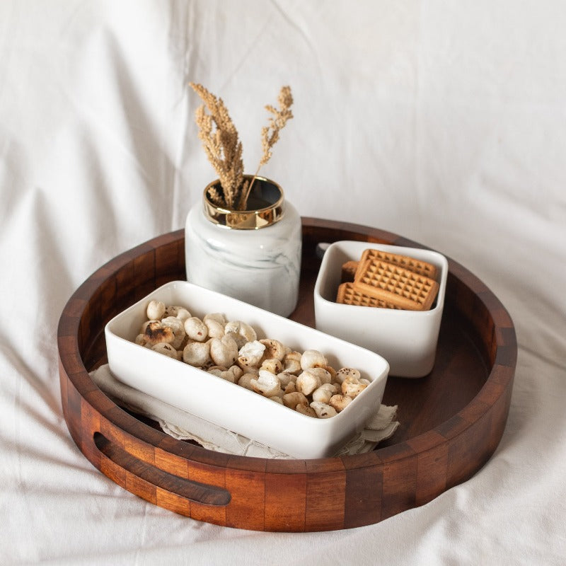 Round Serving Wooden Tray Serving Tray June Trading   