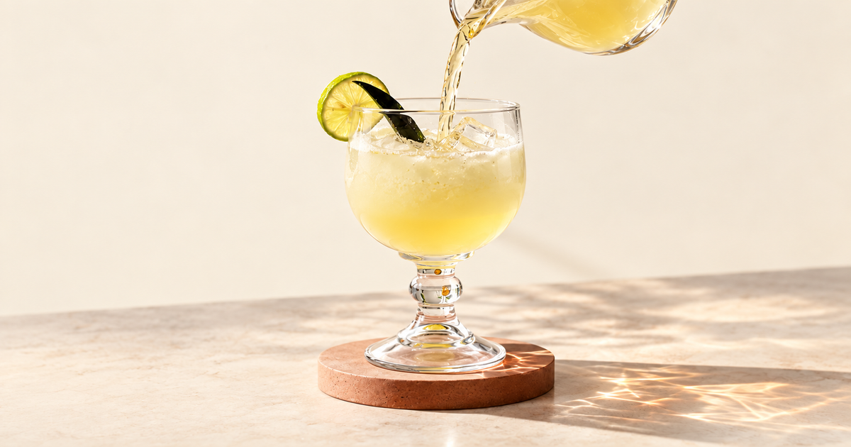 Cocktail glass with a poured drink