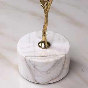 Creative Nordic Gold Copper Metal Leaves Marble Base Artifacts June Trading   