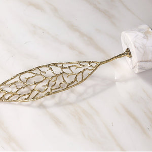 Creative Nordic Gold Copper Metal Leaves Marble Base Artifacts June Trading   