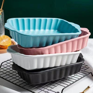 Crinkled Rectangular Baking Tray Serving Bowls June Trading   