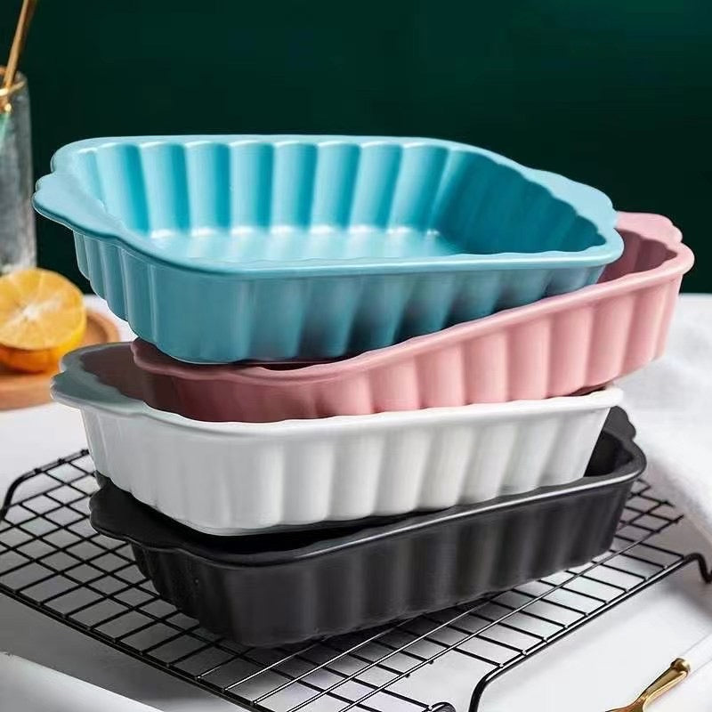 Crinkled Rectangular Baking Tray Serving Bowls June Trading   