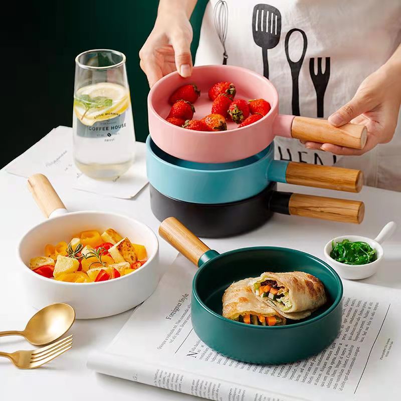 Baking Dish with Wooden Handle Serving Bowls June Trading   