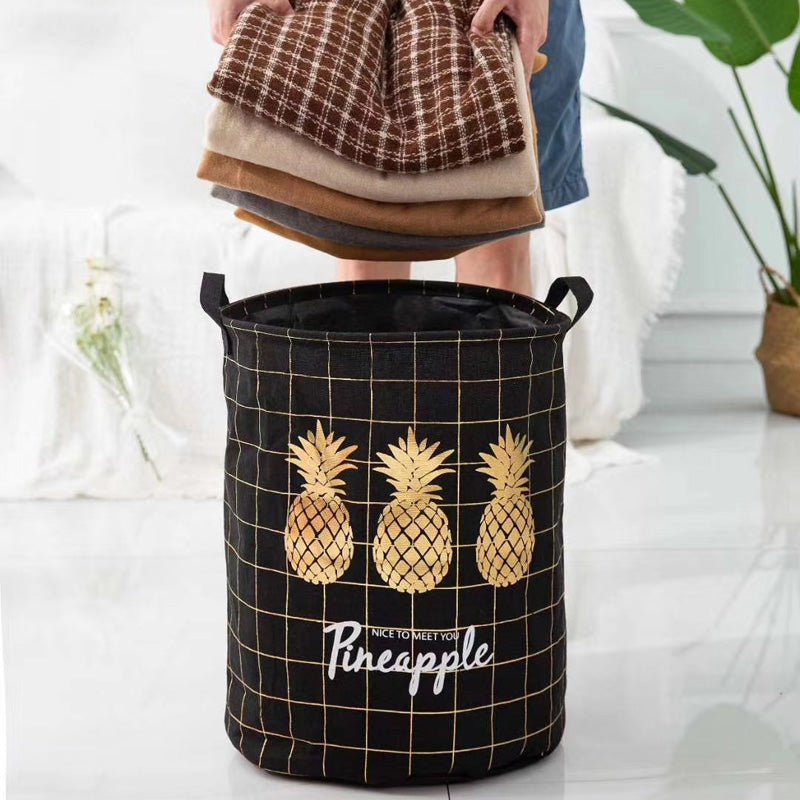 Pineapple Print Laundry Basket Laundry Bag June Trading   