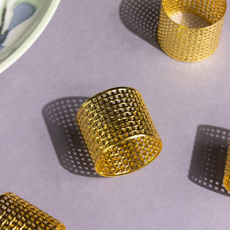 Regal Mesh Gold Napkin Rings (Set of 6) Napkin Rings June Trading   