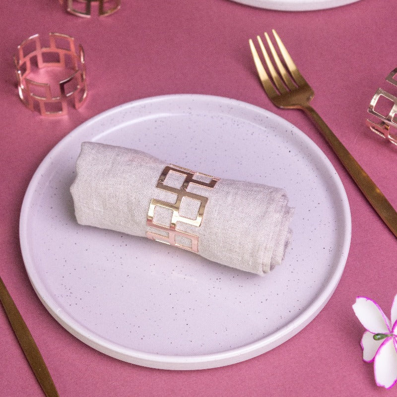 Minimalistic Rose Gold Napkin Rings (Set of 6) Napkin Rings June Trading   