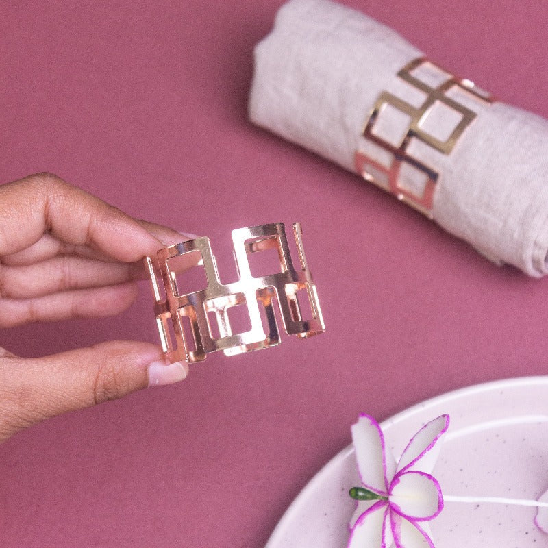 Minimalistic Rose Gold Napkin Rings (Set of 6) Napkin Rings June Trading   