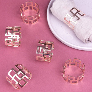 Minimalistic Rose Gold Napkin Rings (Set of 6) Napkin Rings June Trading   