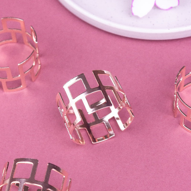 Minimalistic Rose Gold Napkin Rings (Set of 6) Napkin Rings June Trading   