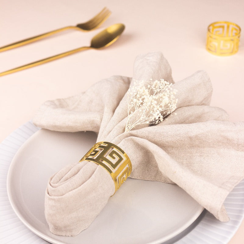 Minimalist Greek Rose Gold Napkin Rings (Set of 6) Napkin Rings June Trading   