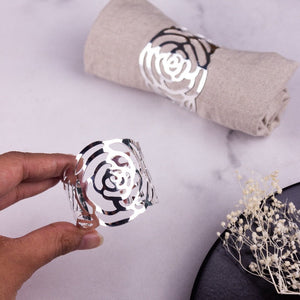 Blossom Silver Napkin Rings (Set of 6) Napkin Rings June Trading   