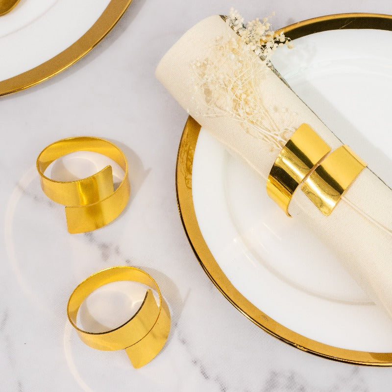 Urbane Gold Napkin Rings (Set of 6) Napkin Rings June Trading   