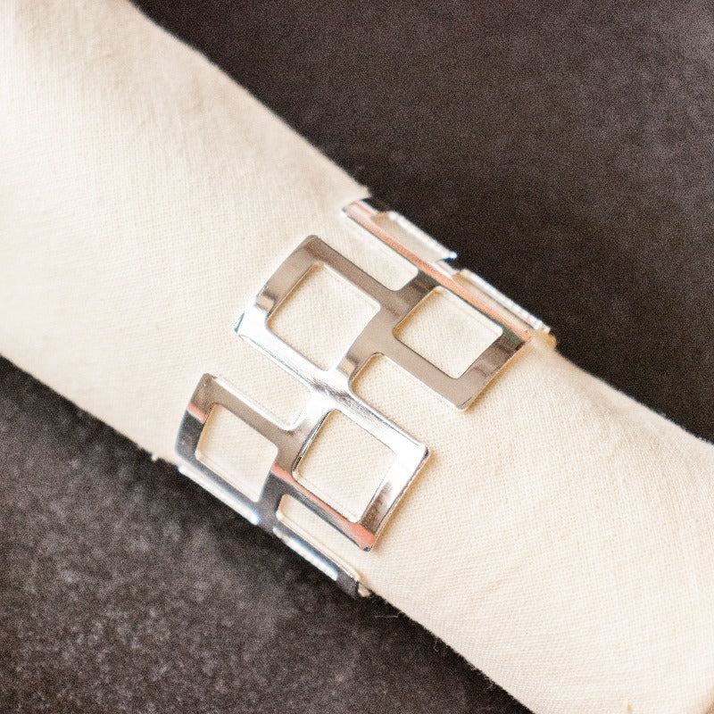 Minimalistic Silver Napkin Rings (Set of 6) Napkin Rings June Trading   