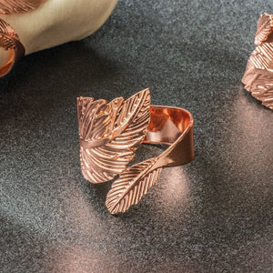 Leafy Details Rose Gold Napkin Rings (Set of 6) Napkin Rings June Trading   