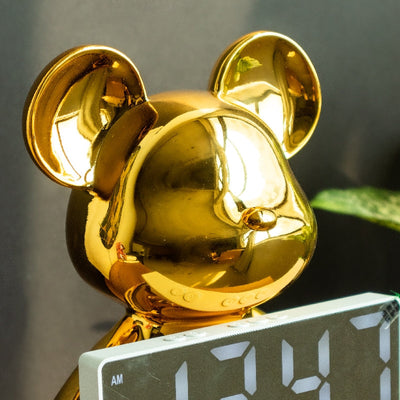 Metallic Bear Sculpture With Digital Clock Artifacts The June Shop   