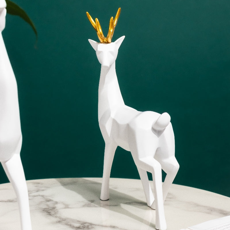 Geometrical Deer Figurines White & Gold (Set of 2) Artifacts The June Shop   