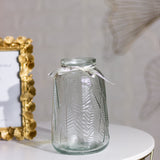 Leaves Embossed Gradient Glass Vase Vases June Trading Sheer Glass  