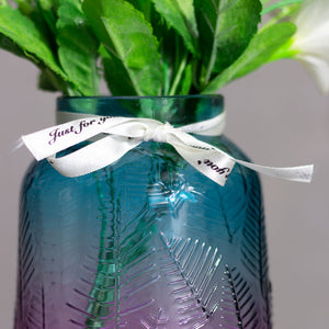 Leaves Embossed Gradient Glass Vase Vases June Trading   