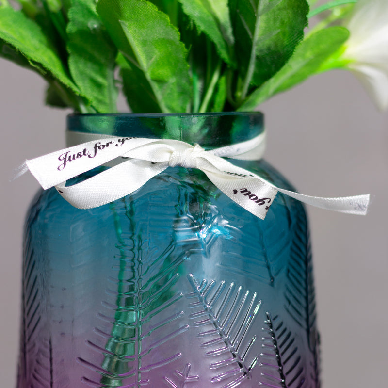 Leaves Embossed Gradient Glass Vase Vases June Trading   