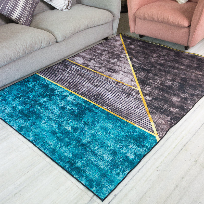 Azure Blue Abstract Modern Home Large Carpet