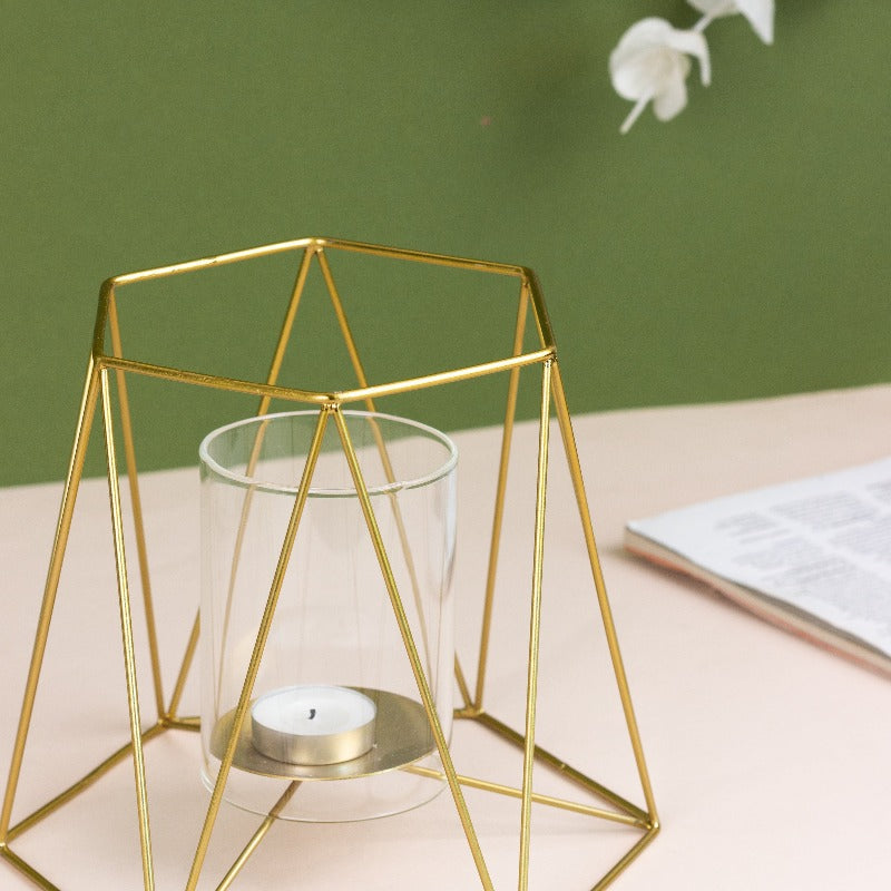 Gold Minimalist Candle Holder Set of 2 Candle Holders June Trading   