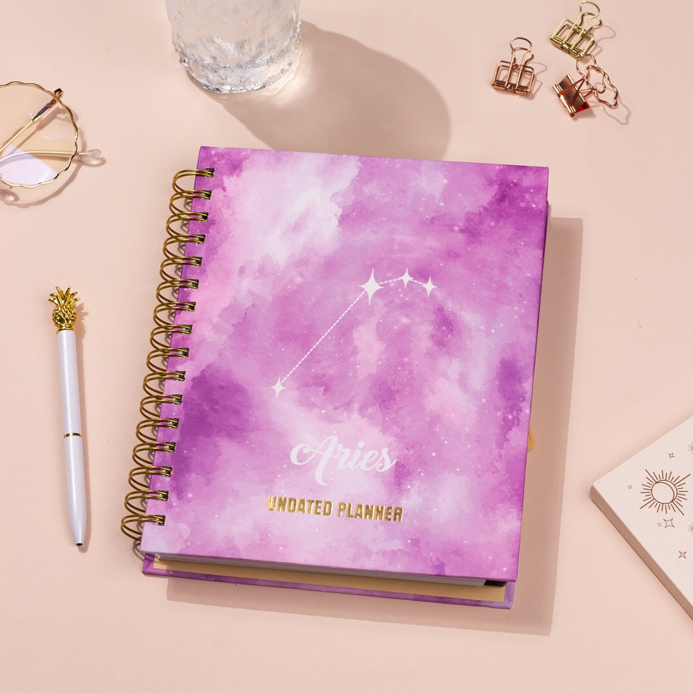 Undated Yearly Planner - Aries (2023 Collection) + Ultimate Sticker Book Undated Planners June Trading   