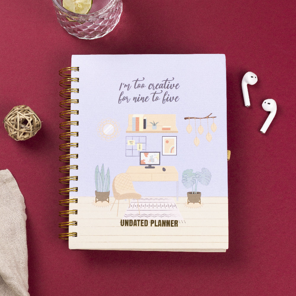 Undated Yearly Planner - Too Creative For 9 to 5 + Ultimate Sticker Book