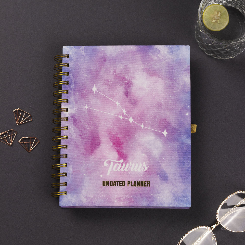 Undated Yearly Planner - Taurus (2023 Collection) + Ultimate Sticker Book Undated Planners June Trading   