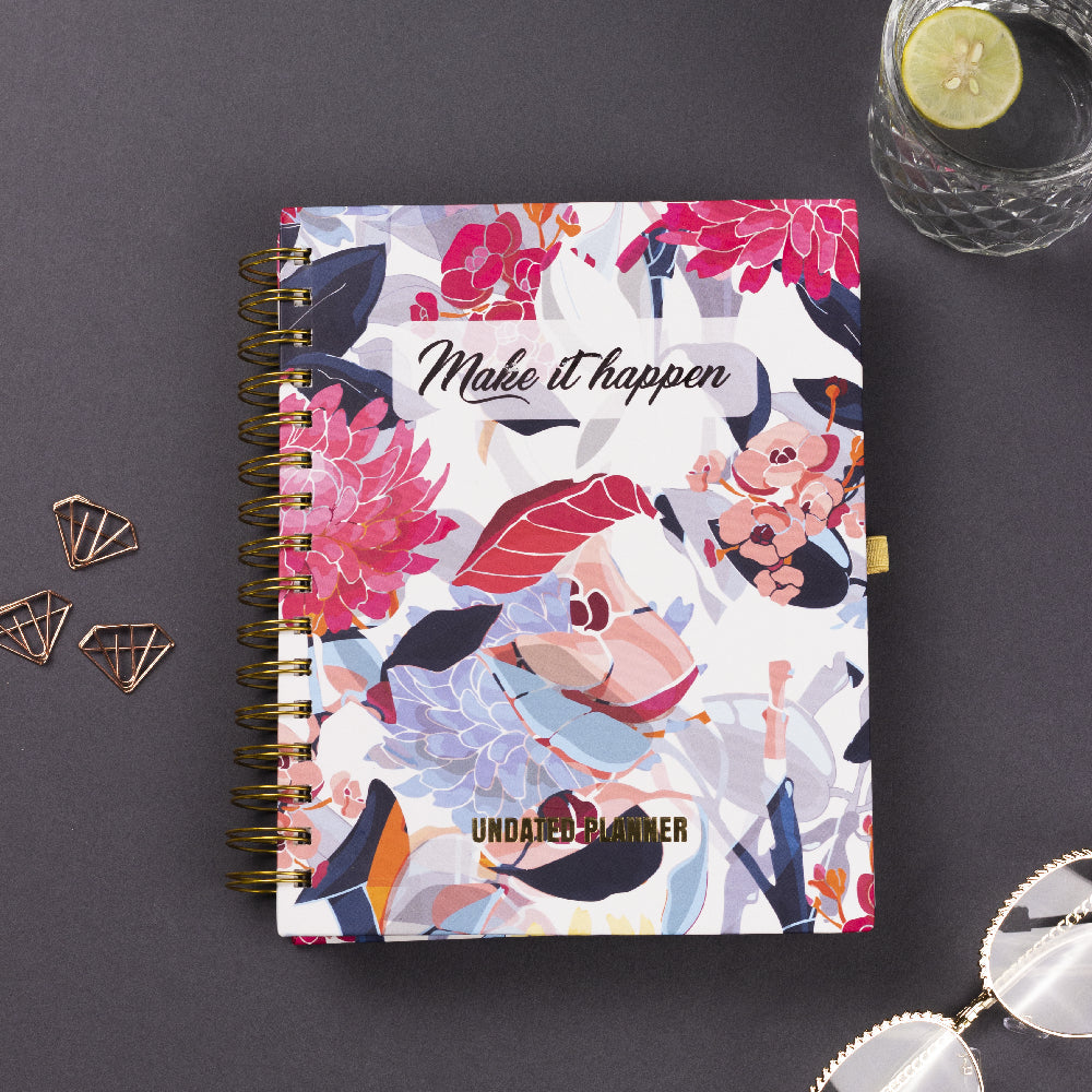 Undated Yearly Planner - Make It happen + Ultimate Sticker Book