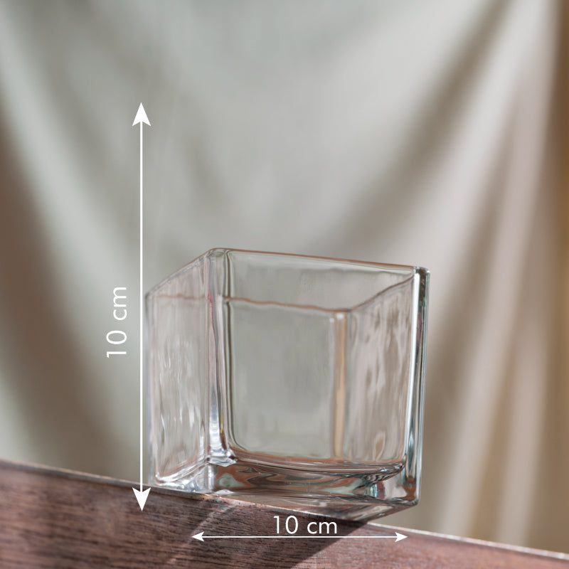 Minimalist Square Clear Glass Vase Vases June Trading   