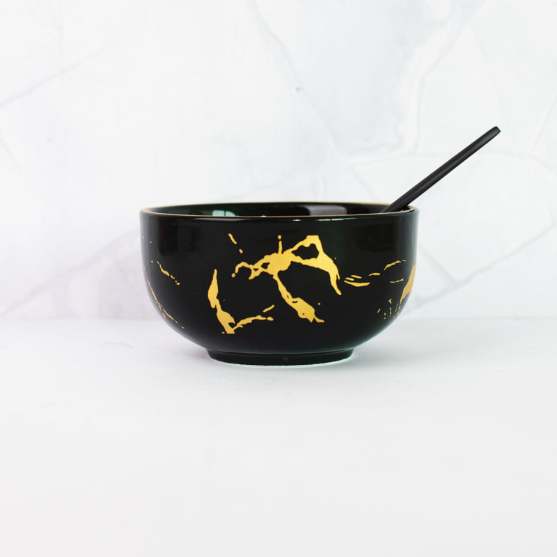 Gold On Black Marble Round 20 Pieces Dinnerware Dinner Sets June Trading   