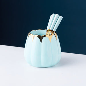 Empyrean Cutlery Stand With Spoon-Fork Set Cutlery Stand June Trading Baby Blue  