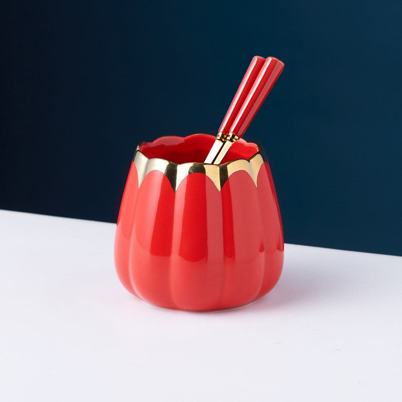 Empyrean Cutlery Stand With Spoon-Fork Set Cutlery Stand June Trading Cherry Red  