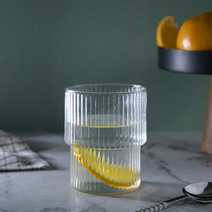 Ribbed Glass Carafe Standard (Set of 2) Glasses June Trading   